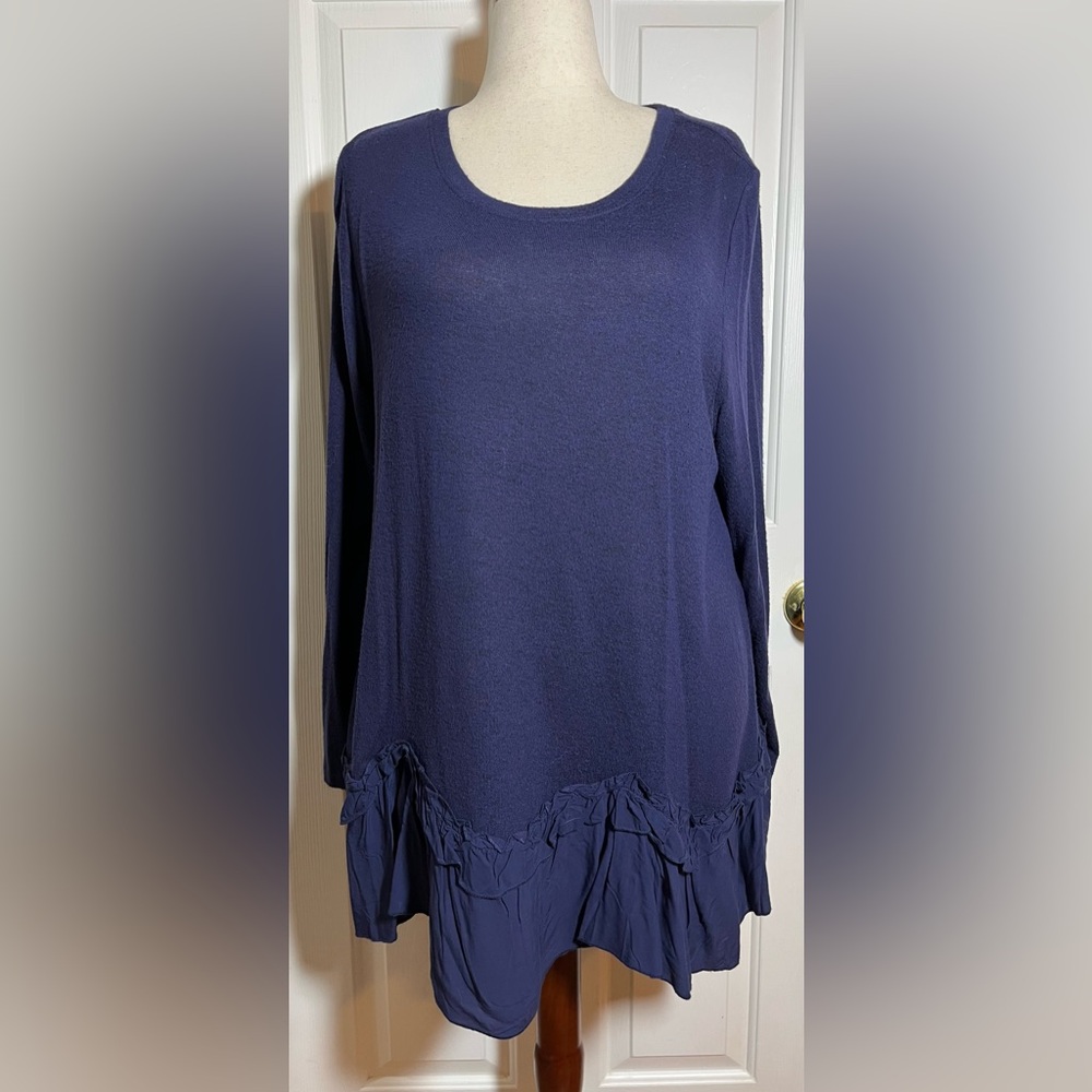 Lane Bryant Women’s Navy Blue Ruffled Sweater